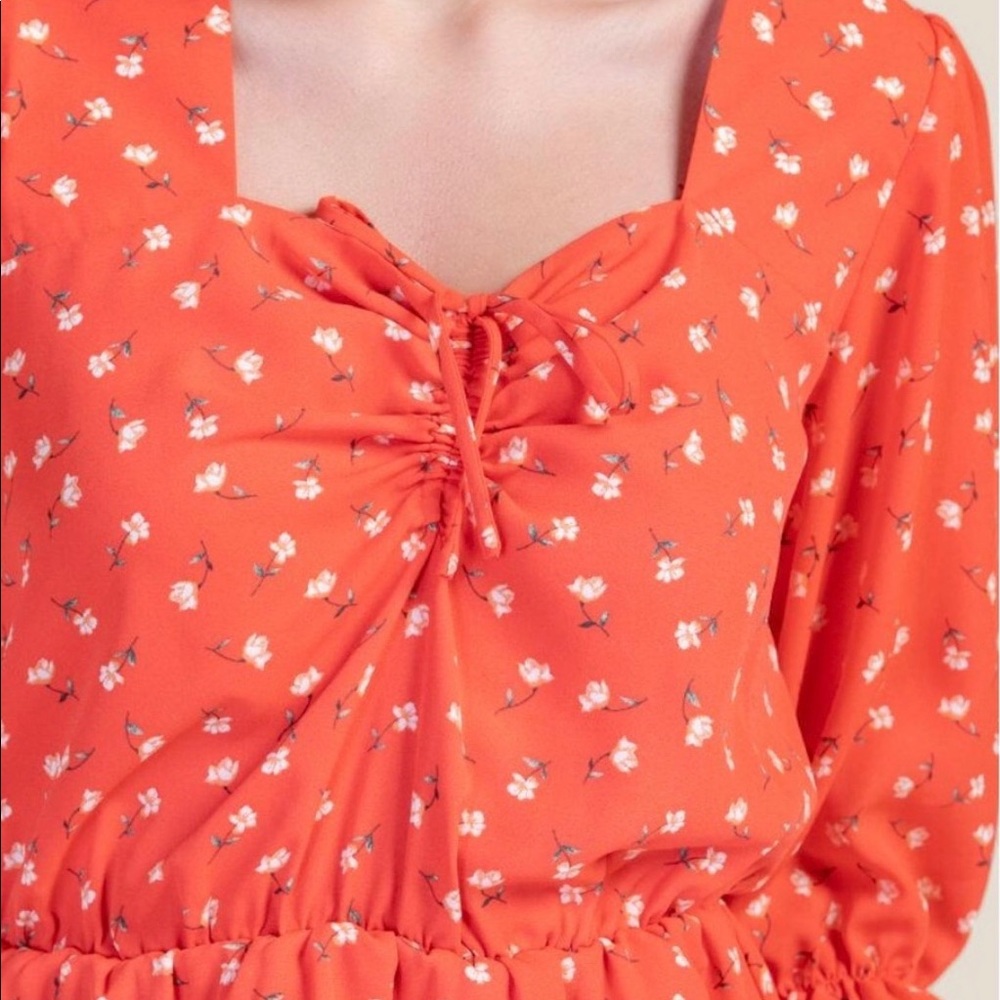Francesca’s Coral Peplum Blouse - Picture 3 of 8